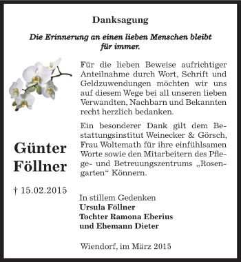 Traueranzeige von Günter Föllner von Mitteldeutsche Zeitung Bernburg