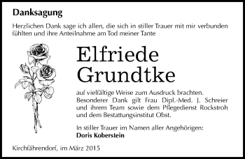 Traueranzeige von Elfriede Grundtke von Mitteldeutsche Zeitung Merseburg/Querfurt