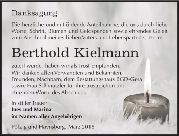 Traueranzeige von Berthold Kielmann von Mitteldeutsche Zeitung Zeitz