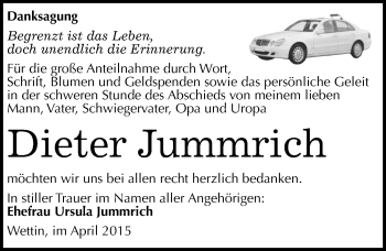 Traueranzeige von Dieter Jummrich von Mitteldeutsche Zeitung Halle/Saalkreis