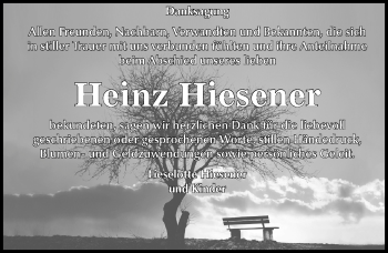 Traueranzeige von Heinz Hiesener von Mitteldeutsche Zeitung Quedlinburg