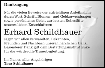 Traueranzeige von Erhard Schildhauer von Mitteldeutsche Zeitung Dessau-Roßlau