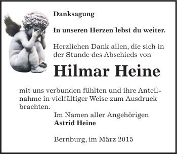 Traueranzeige von Hilmar Heine von Mitteldeutsche Zeitung Bernburg