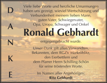 Traueranzeige von Ronald Gebhardt von WVG - Wochenspiegel NMB / WSF / ZTZ