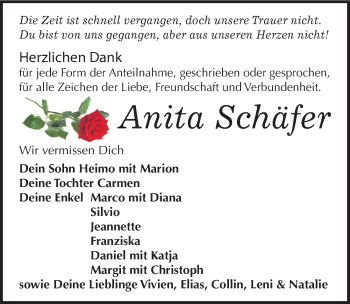 Traueranzeige von Anita Schäfer von Mitteldeutsche Zeitung Merseburg/Querfurt