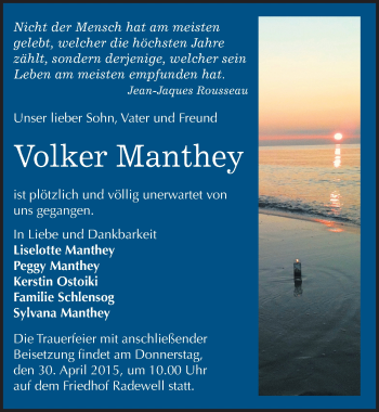 Traueranzeige von Volker Manthey von Mitteldeutsche Zeitung Halle/Saalkreis