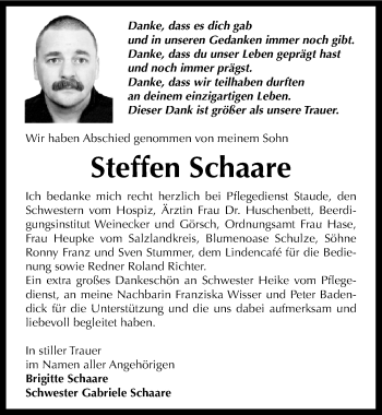 Traueranzeige von Steffen Schaare von Mitteldeutsche Zeitung Bernburg