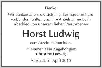 Traueranzeige von Horst Ludwig von Super Sonntag SGH Mansf. Land