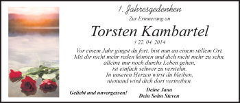 Traueranzeige von Torsten Kambartel von Mitteldeutsche Zeitung Dessau-Roßlau