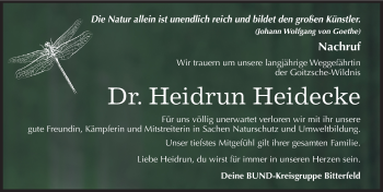 Traueranzeige von Heidrun Heidecke von Mitteldeutsche Zeitung Bitterfeld