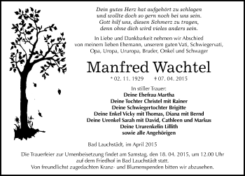 Traueranzeige von Manfred Wachtel von Mitteldeutsche Zeitung Merseburg/Querfurt