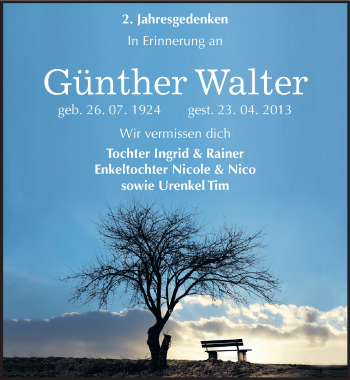 Traueranzeige von Günther Walter von Mitteldeutsche Zeitung