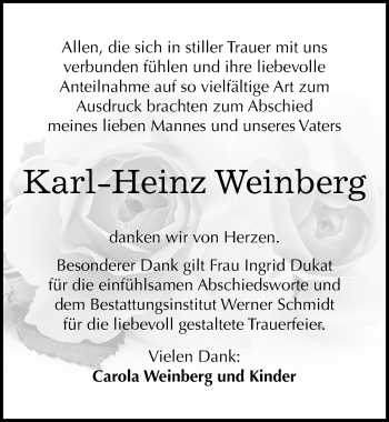 Traueranzeige von Karl-Heinz Weinberg von Mitteldeutsche Zeitung Quedlinburg