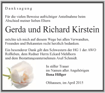 Traueranzeige von Gerda und Richard Kirstein von WVG - Wochenspiegel Merseburg