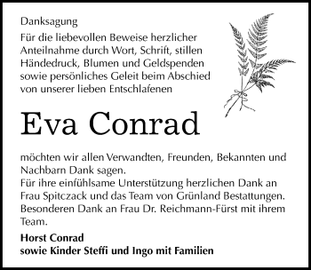 Traueranzeige von Eva Conrad von Mitteldeutsche Zeitung Halle/Saalkreis