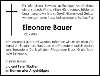 Traueranzeige von Eleonore Bauer von Mitteldeutsche Zeitung Zeitz
