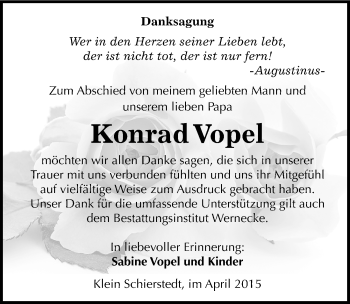 Traueranzeige von Konrad Vopel von Mitteldeutsche Zeitung Aschersleben