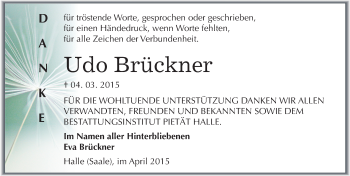 Traueranzeige von Udo Brückner von Mitteldeutsche Zeitung Halle/Saalkreis