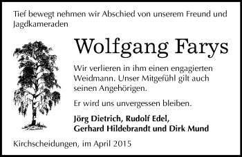 Traueranzeige von Wolfgang Farys von Mitteldeutsche Zeitung Naumburg/Nebra