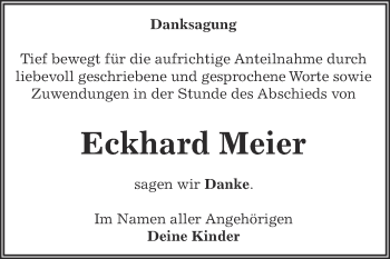 Traueranzeige von Eckhard Meier von WVG - Wochenspiegel Dessau / Köthen