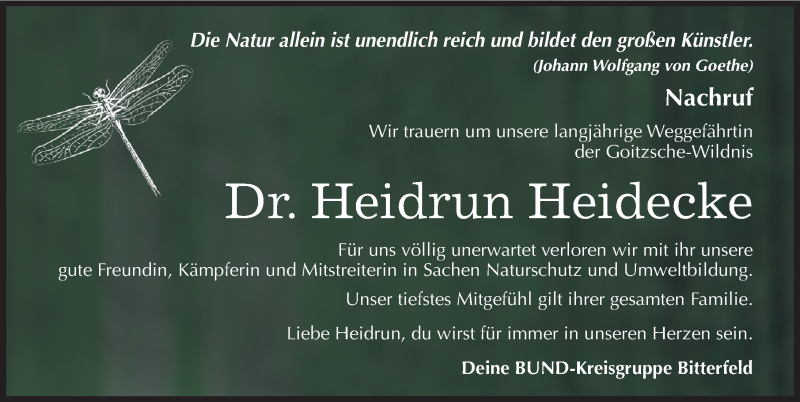  Traueranzeige für Heidrun Heidecke vom 18.04.2015 aus Mitteldeutsche Zeitung Bitterfeld