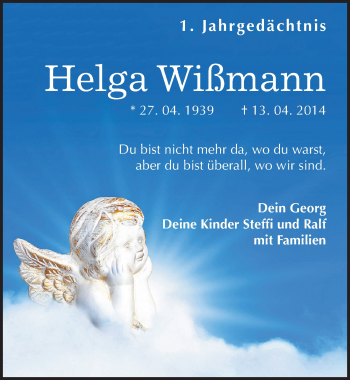 Traueranzeige von Helga Wißmann von Mitteldeutsche Zeitung Halle/Saalkreis