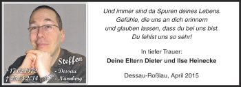 Traueranzeige von Steffen Heinecke von WVG - Wochenspiegel Dessau / Köthen
