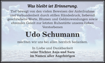 Traueranzeige von Udo Schumann von Super Sonntag Zeitz