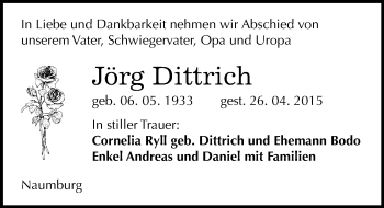 Traueranzeige von Jörg Dittrich von Mitteldeutsche Zeitung Naumburg/Nebra