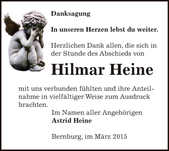 Traueranzeige von Hilmar Heine von Super Sonntag Bernburg