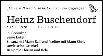 Traueranzeige von Heinz Buschendorf von Mitteldeutsche Zeitung Naumburg/Nebra