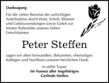 Traueranzeige von Peter Steffen von Mitteldeutsche Zeitung Wittenberg