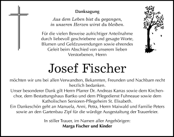 Traueranzeige von Josef Fischer von Mitteldeutsche Zeitung Köthen