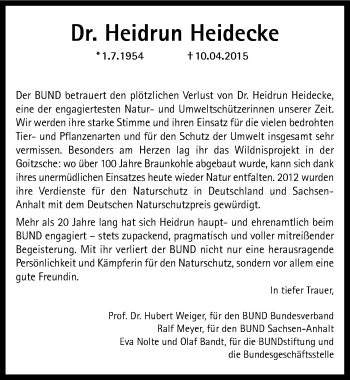 Traueranzeige von Heidrun Heidecke von Mitteldeutsche Zeitung