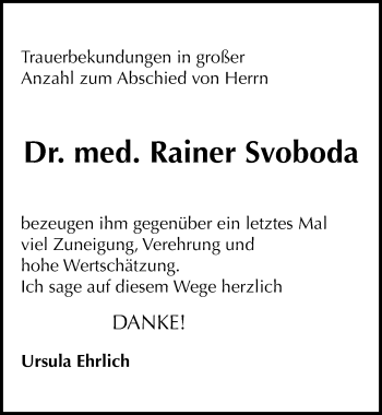 Traueranzeige von Rainer Svoboda von Mitteldeutsche Zeitung Quedlinburg
