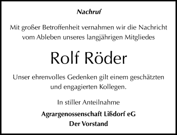 Traueranzeige von Rolf Röder von Mitteldeutsche Zeitung Naumburg/Nebra