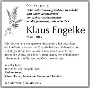 Traueranzeige von Klaus Engelke von Mitteldeutsche Zeitung Merseburg/Querfurt