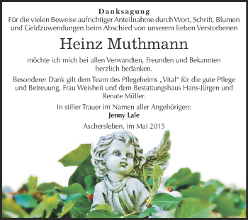 Traueranzeige von Heinz Muthmann von Super Sonntag Aschersleben
