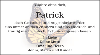 Traueranzeige von Patrick  von WVG - Wochenspiegel Quedlinburg