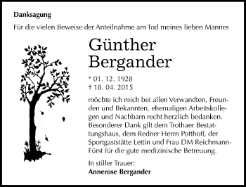 Traueranzeige von Günther Bergander von Mitteldeutsche Zeitung Halle/Saalkreis