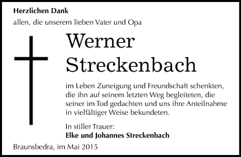 Traueranzeige von Werner Streckenbach von Mitteldeutsche Zeitung Merseburg/Querfurt