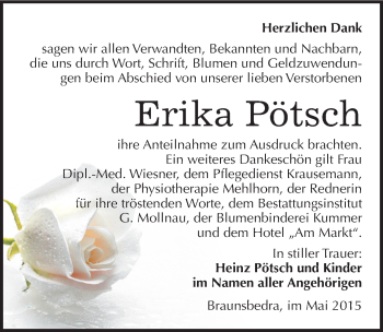 Traueranzeige von Erika Pötsch von Mitteldeutsche Zeitung Merseburg/Querfurt