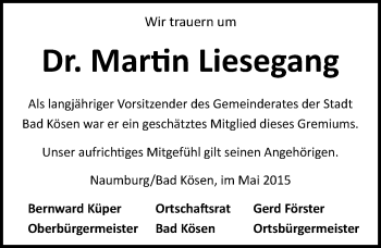 Traueranzeige von Martin Liesegang von Mitteldeutsche Zeitung Naumburg/Nebra