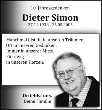 Traueranzeige von Dieter Simon von Mitteldeutsche Zeitung Köthen