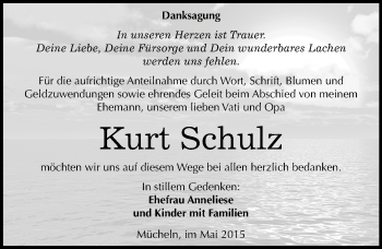 Traueranzeige von Kurt Schulz von Mitteldeutsche Zeitung Merseburg/Querfurt