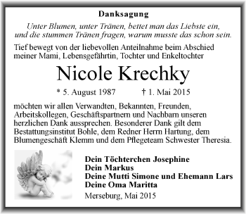 Traueranzeige von Nicole Krechky von Mitteldeutsche Zeitung Merseburg/Querfurt