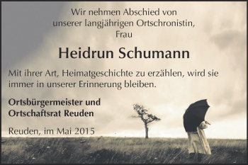 Traueranzeige von Heidrun Schumann von Super Sonntag Zeitz