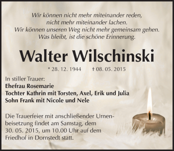 Traueranzeige von Walter Wilschinski von Mitteldeutsche Zeitung Halle/Saalkreis