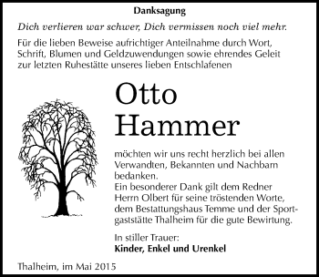 Traueranzeige von Otto Hammer von Mitteldeutsche Zeitung Bitterfeld