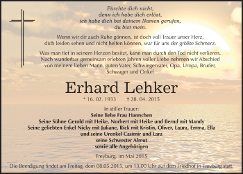 Traueranzeige von Erhard Lehker von Mitteldeutsche Zeitung